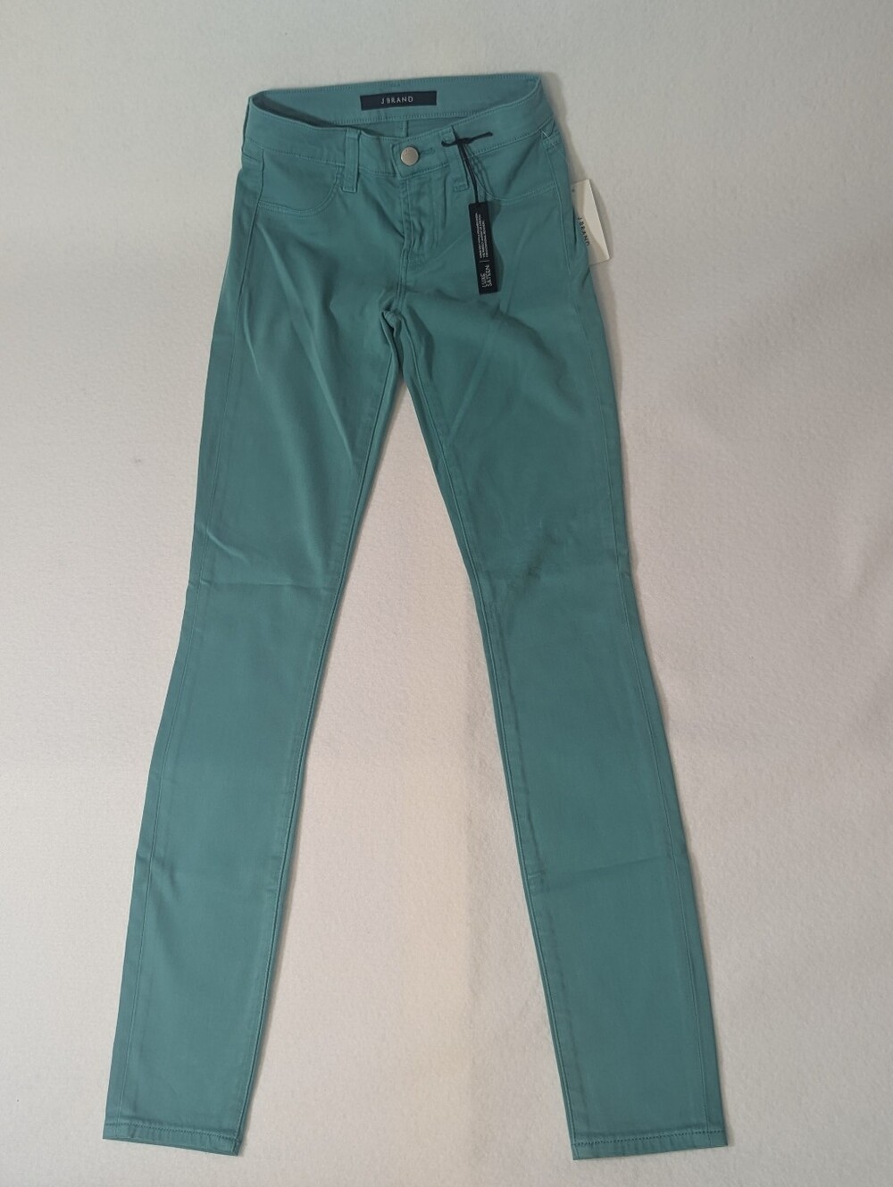 J Brand 485 Daphne Teal Luxe Sateen Super Skinny Jeans Size 23 NWT